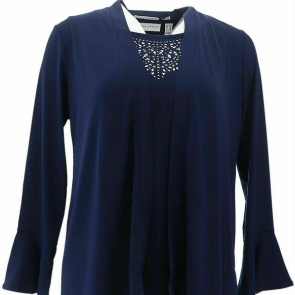 NWT SUSAN GRAVER CARDIGAN EMBELLISHED TANK SET XXS - Picture 2 of 10